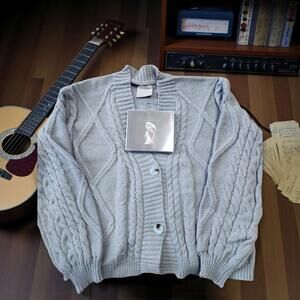 ‼️‼️TAYLOR SWIFT THE TORTURED POET DEPARTMENT GRAY CARDIGAN XS/S W BLACK DOG CD